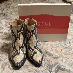 Naturalizer Snakeskin Ankle Boots - Black and Cream